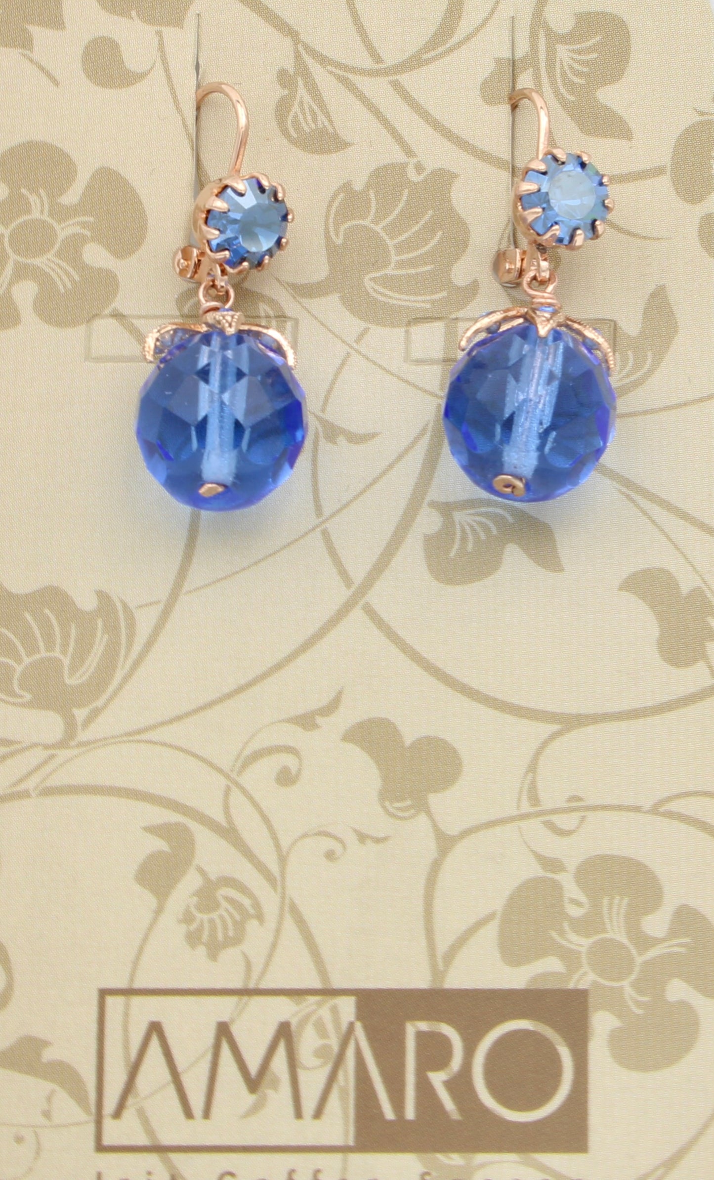 Light Sapphire Dangle Earrings in Rose Gold by Amaro