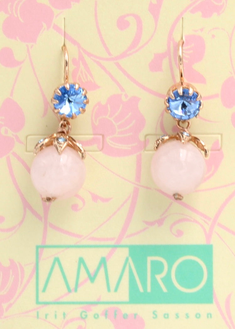 Soft Pastels Dangle Earrings in Rose Gold by Amaro