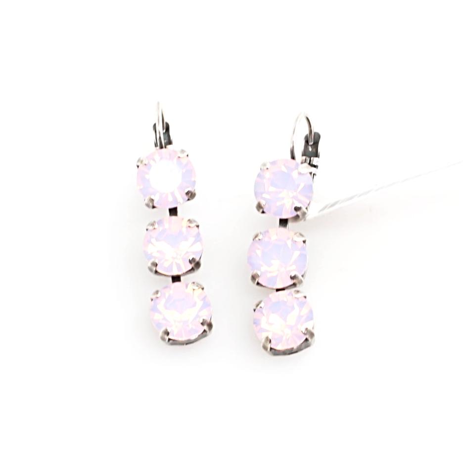 Rosewater Opal Triple Crystal Earrings