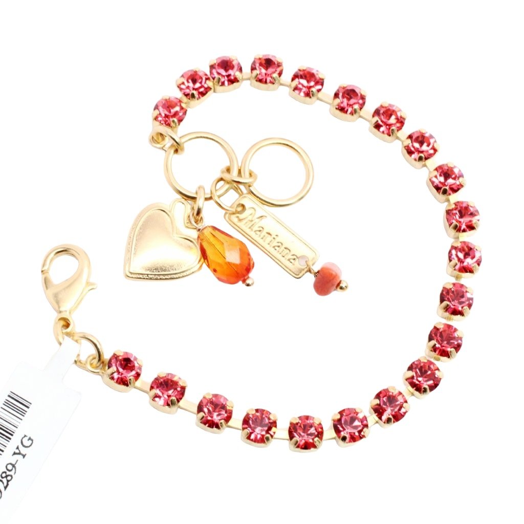 Indian Pink Petite Crystal Bracelet in Yellow Gold