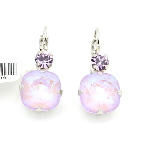 Violet and Lavender Sunkissed 12MM Square Double Crystal Earrings - MaryTyke's