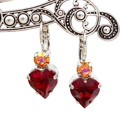 Hibiscus Collection Heart Crystal Earrings - MaryTyke's