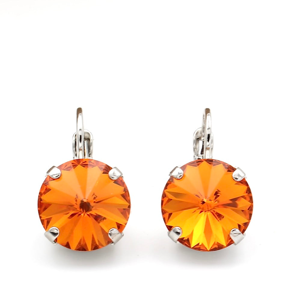 Tangerine Rivoli 11MM Crystal Earrings