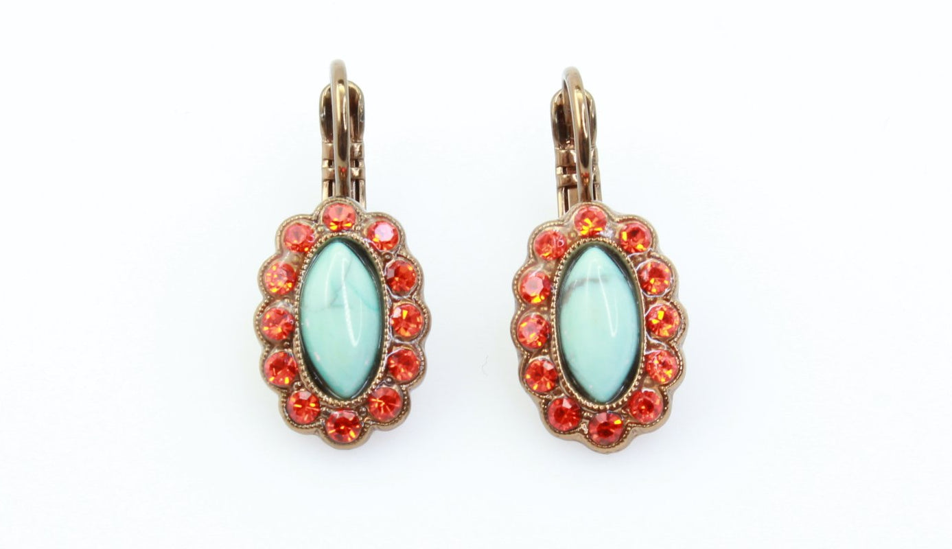 Howlite Turquoise Oval Crystal Earrings - MaryTyke's