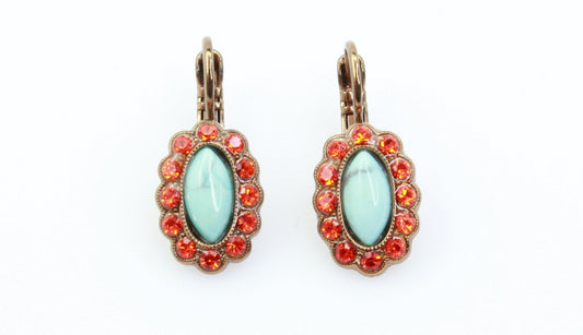 Howlite Turquoise Oval Crystal Earrings - MaryTyke's