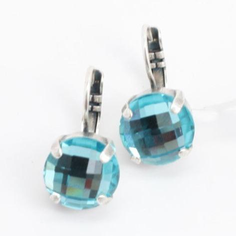 Light Turquoise Checkerboard Cut 11MM Earrings