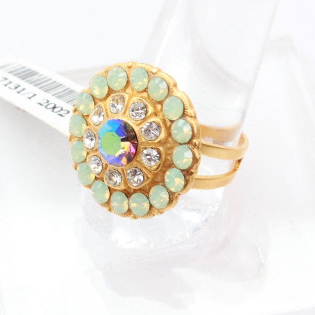 Bay Breeze Round Crystal Ring in Yellow Gold - MaryTyke's