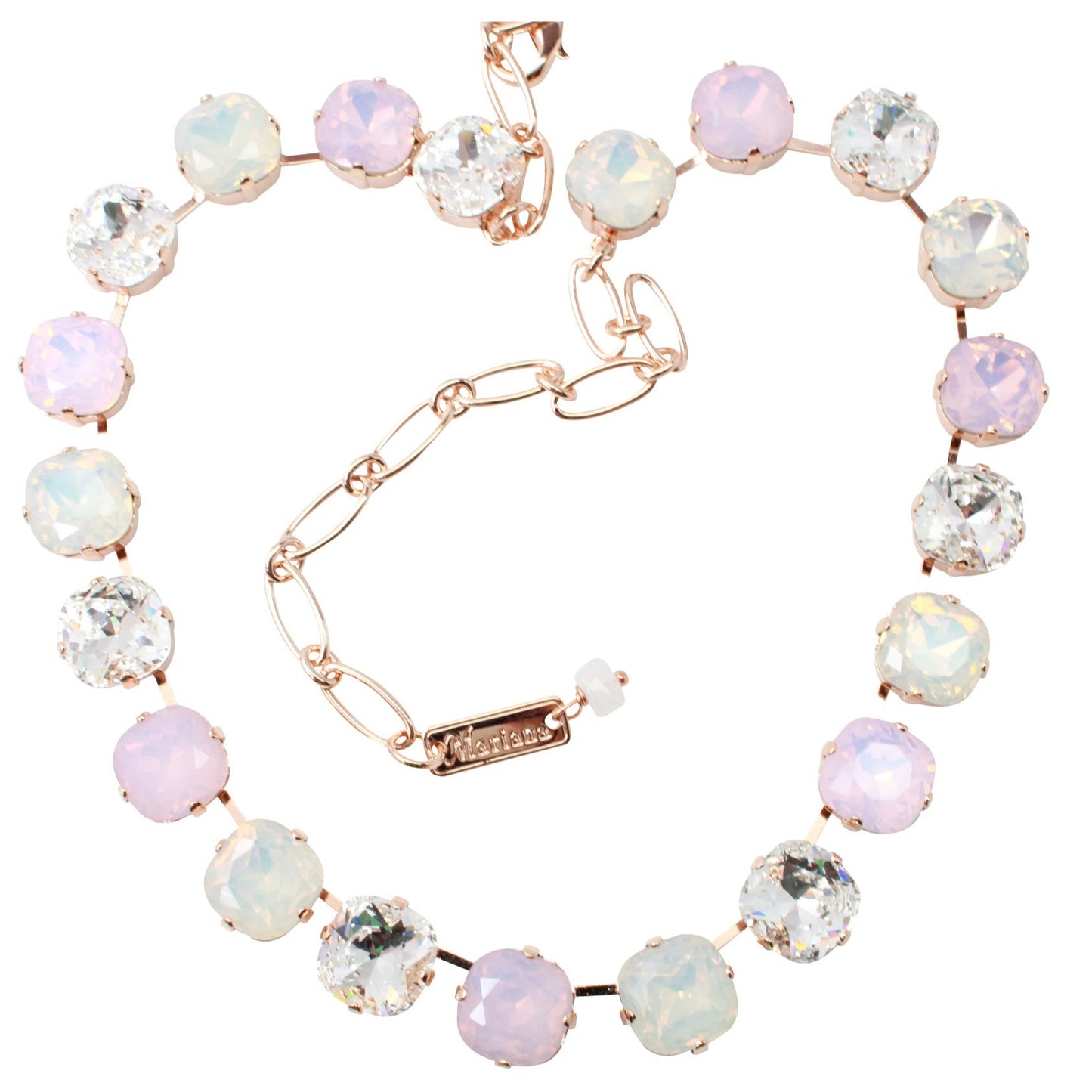 Snowflake Collection 12MM Square Crystal Necklace in Rose Gold