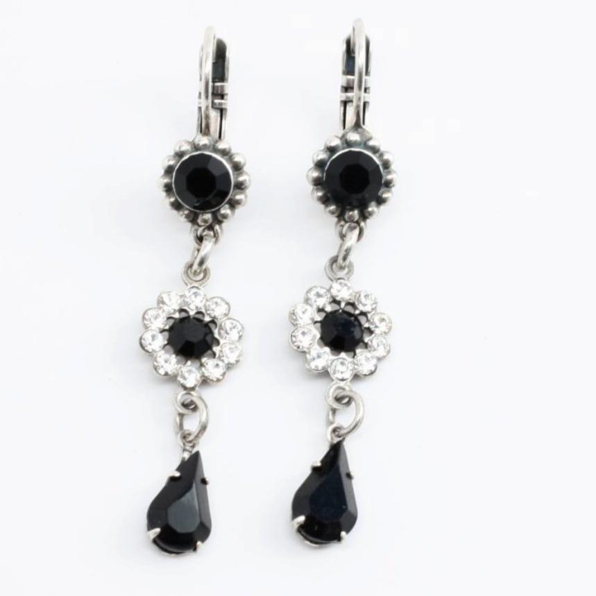 Checkmate Flower Dangle Leverback Earrings - MaryTyke's