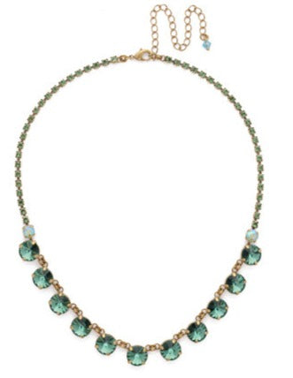 Emerald Green Rivoli Necklace in Antique Gold - MaryTyke's
