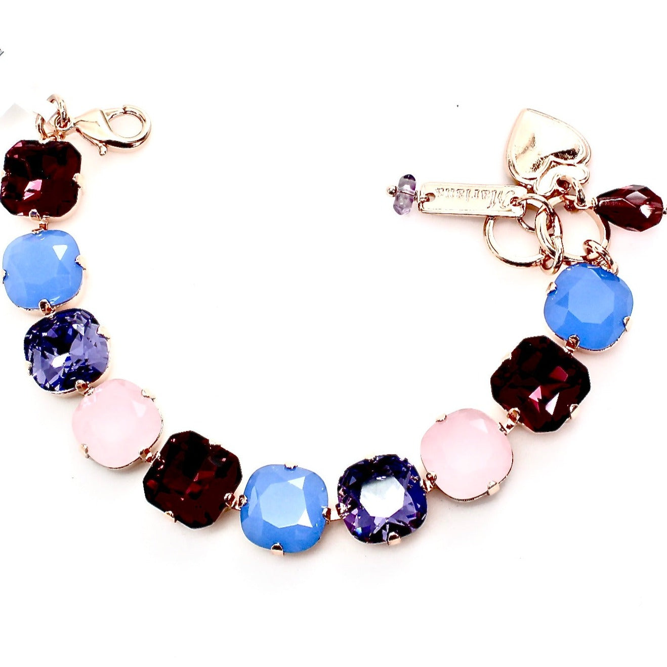 Peacock 12MM Square Crystal Bracelet in Rose Gold - MaryTyke's