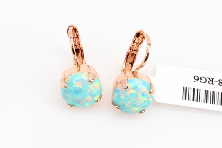 Synthetic Green Opal 10MM Earrings in Rose Gold - MaryTyke's
