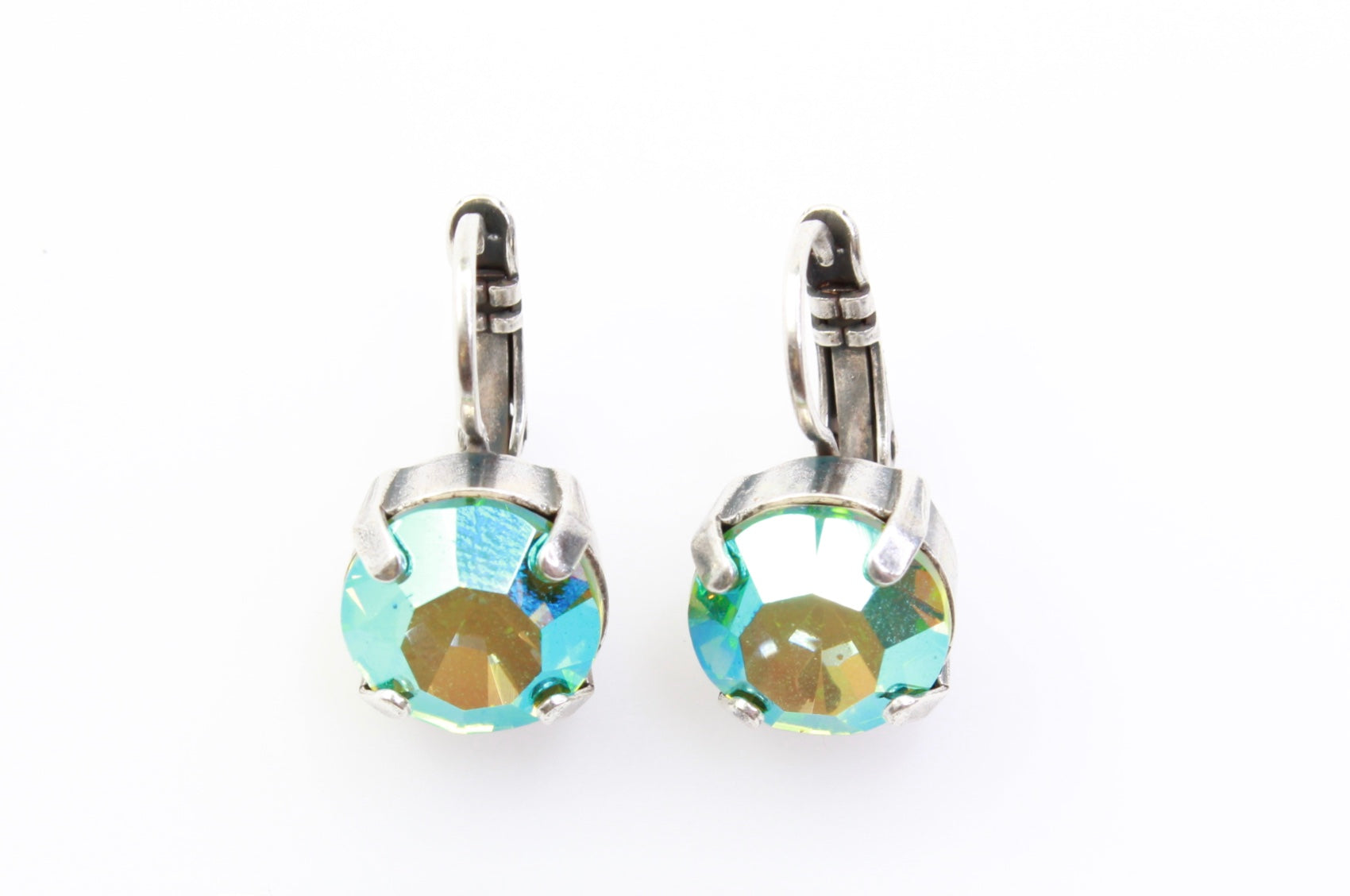 Peridot AB 11MM Crystal Earrings In Silver - MaryTyke's