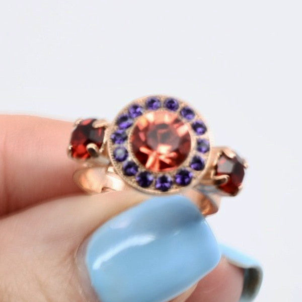 Xenia Round Crystal Ring in Rose Gold
